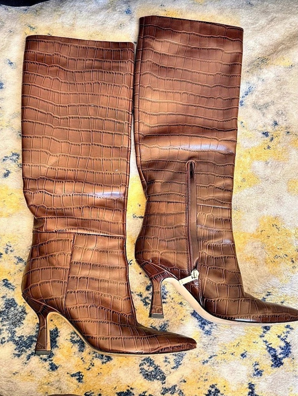 Marc Fisher LTD Quinnie Dress Leather Boot Brown Heeled Boots